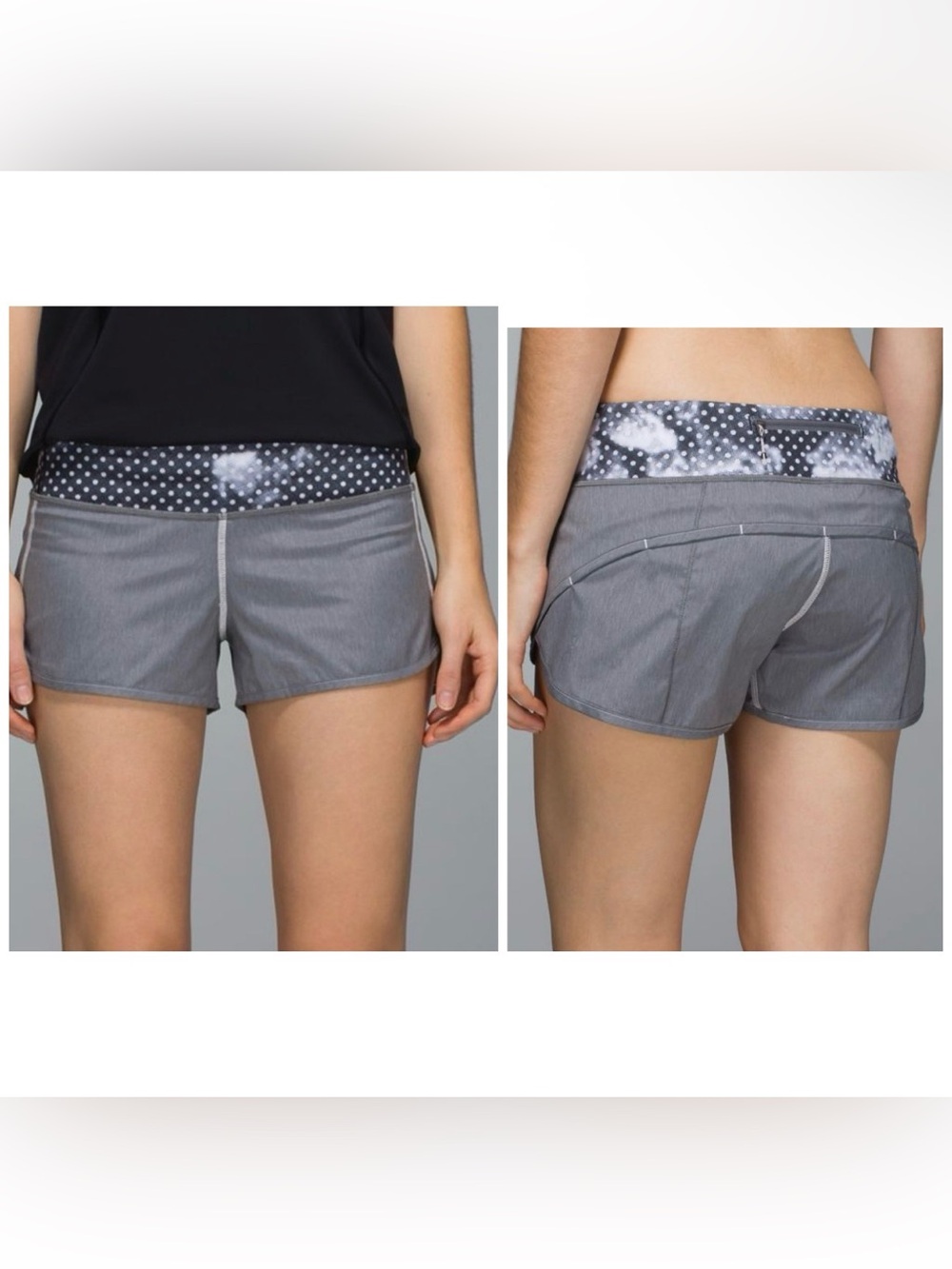 Lululemon Run‎ Speed Short  Active Athletic Running Gray Soft  Spotted